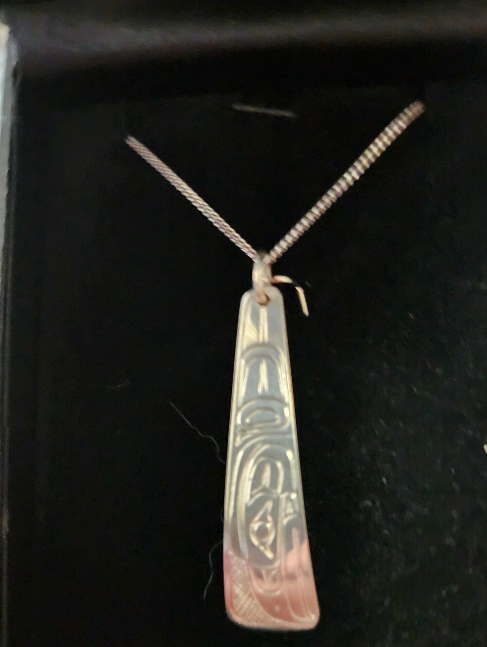 Sterling Silver Carved Thunderbird Pendant Necklace